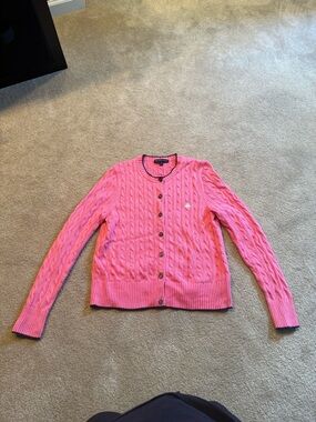 Brooks Brothers Pink Cable-Knit Button Cardigan